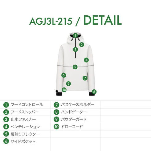 【10月上旬発送予定】 ASHGREEM アッシュグリーム スノーボードウェア 3レイヤー パイピングプルオーバー AGJ3L-215